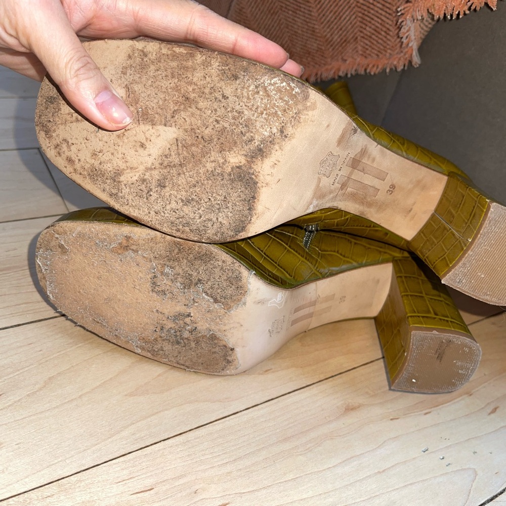 Miista Mustard Croc-Embossed Heeled Boots - Picture 5 of 5